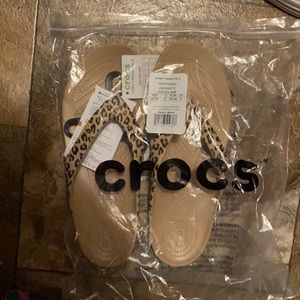Crocs leopard print sandals size 8